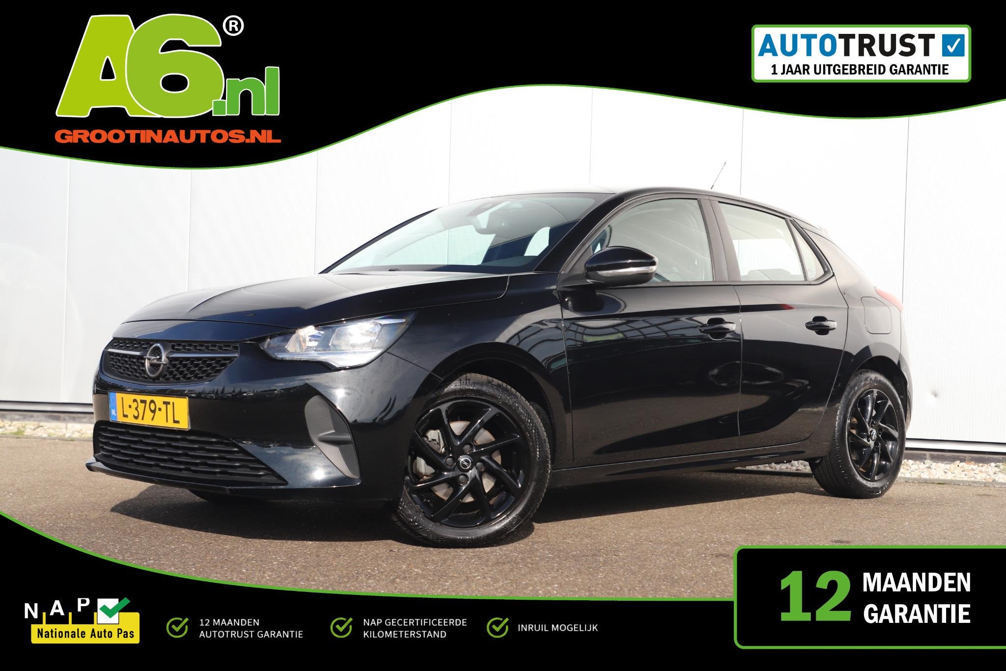 Opel Corsa 1.2 Edition 102PK Zwarte LMV Carplay Android Airc, Auto's, Voorwielaandrijving, Stof, Gebruikt, Euro 6