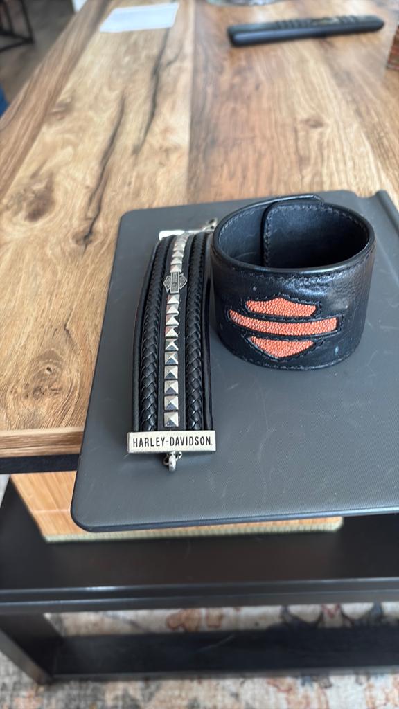 Harley-Davidson Leren Armband met Studs, Ophalen of Verzenden, Gebruikt, Zwart, Leer