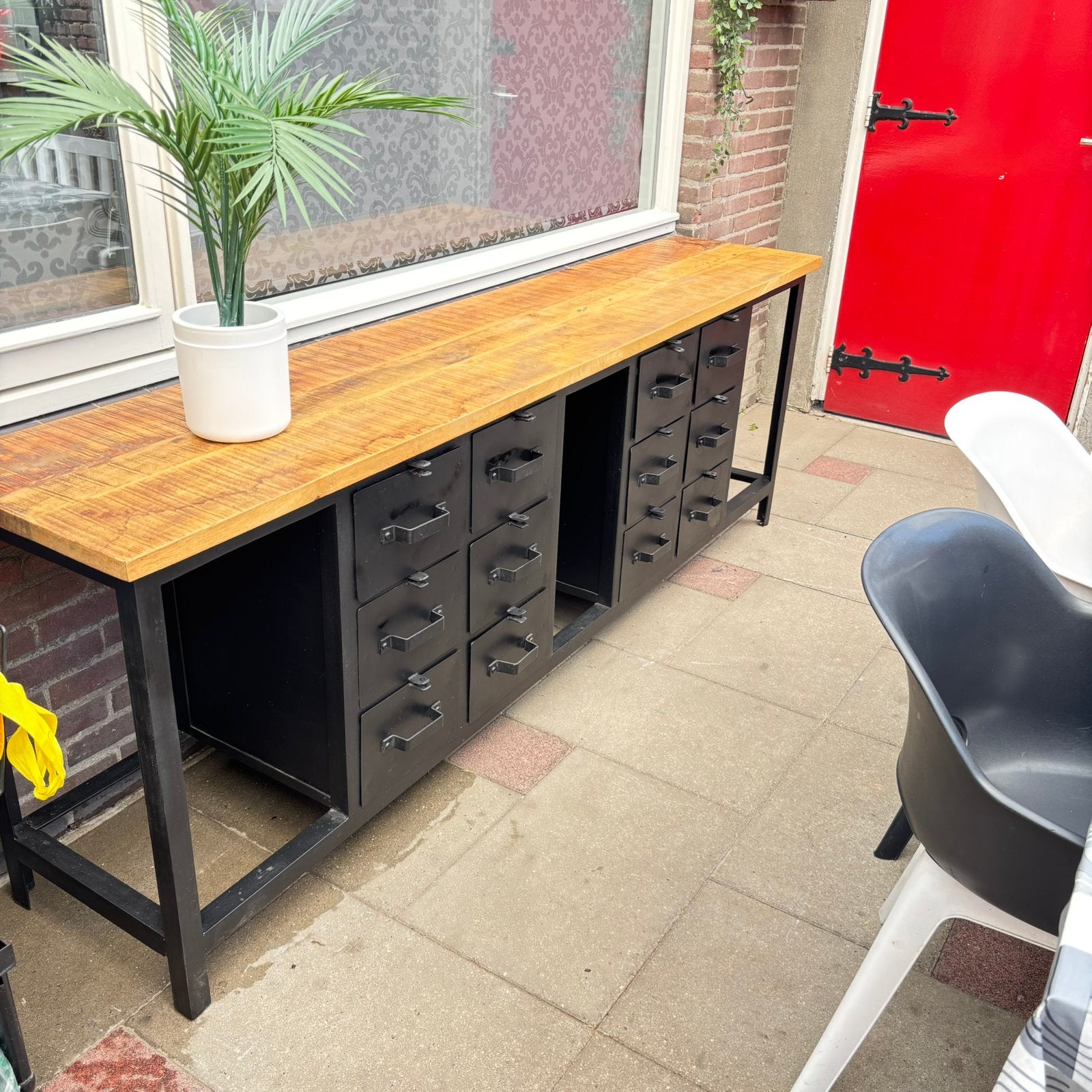 Dressoir industrieel mango, Ophalen, Zo goed als nieuw, 25 tot 50 cm, 200 cm of meer