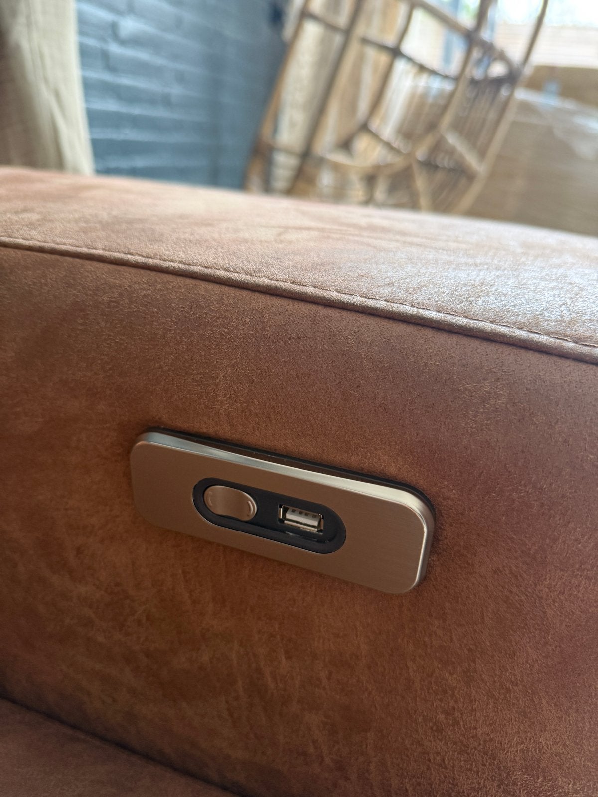 Leren hoekbank met relaxfunctie en USB-poort 290*230, Ophalen, 250 tot 300 cm, Gebruikt, Hoekbank