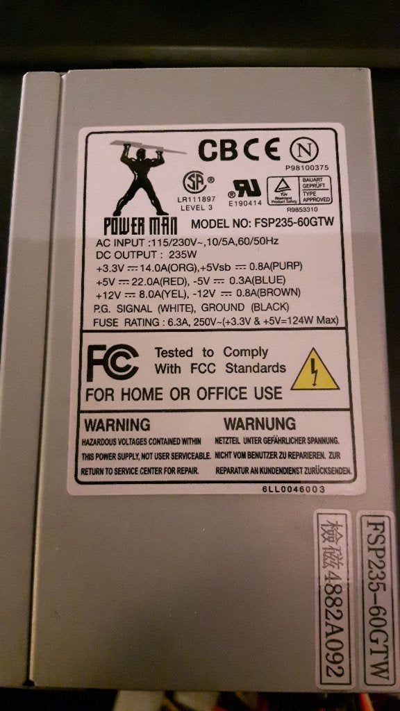 ATX Voeding Power MAN  - 235W [V-01] Model FSP235-60GTW 8-8, Ophalen of Verzenden, Gebruikt