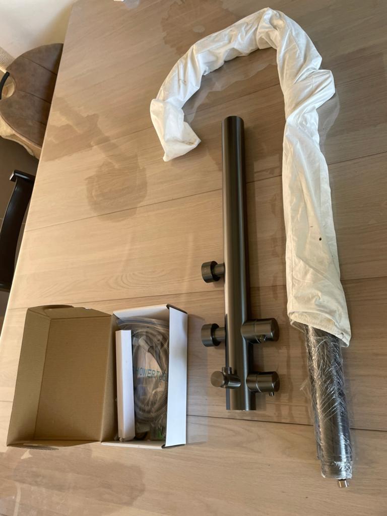 Fortifura wand buitendouche gunmetal geborsteld, Ophalen, Nieuw, Rvs, Douche