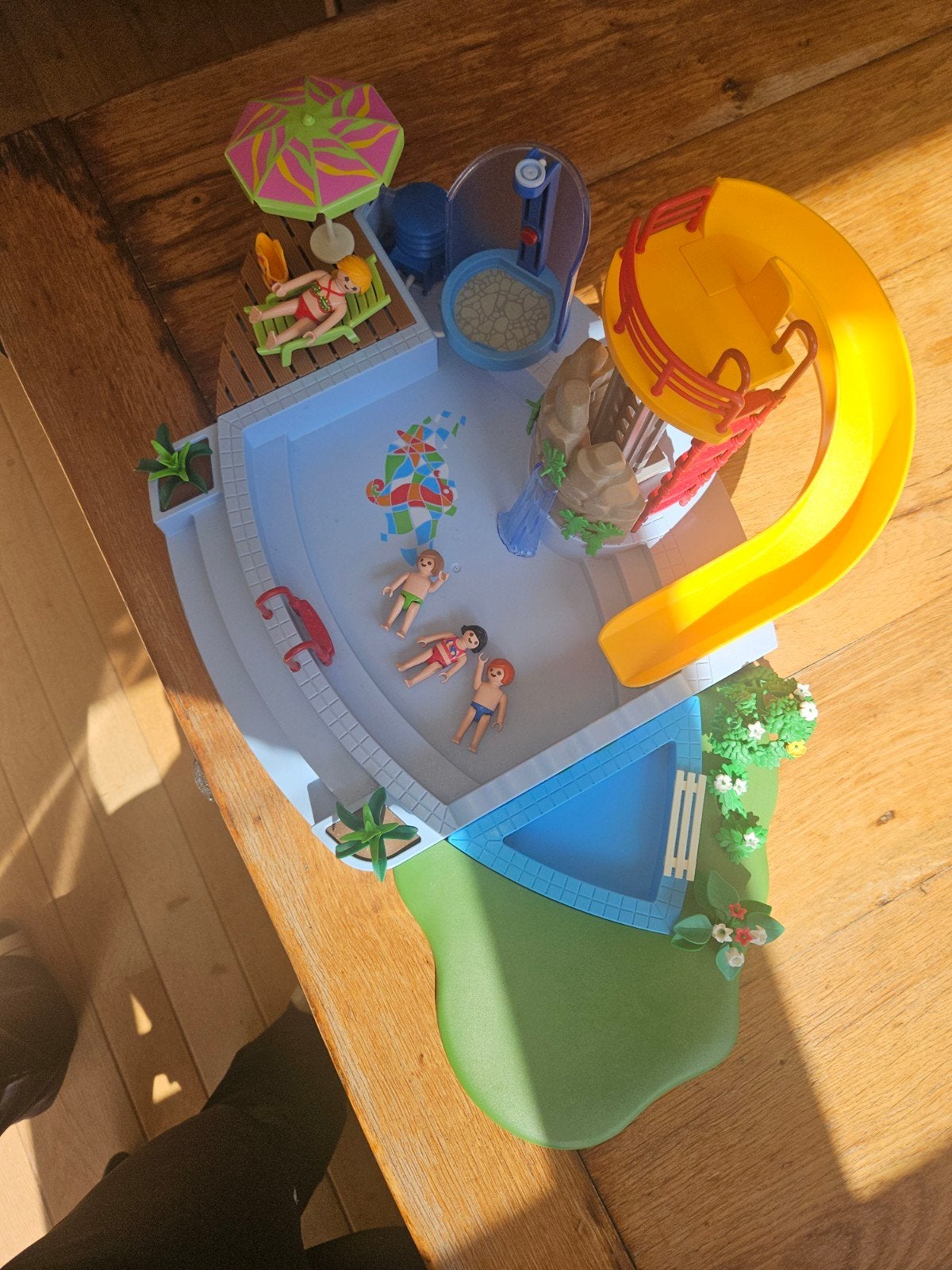 Playmobil Openlucht Zwembad met glijbaan en figuren, Gebruikt, Complete set, Overige typen, Ophalen of Verzenden