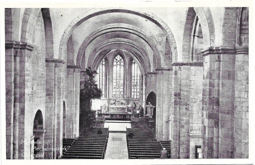 AK Oldenzaal - St. Plechelmus Kerk, Middenschip, Verzenden, 1940 tot 1960, Ongelopen, Overijssel