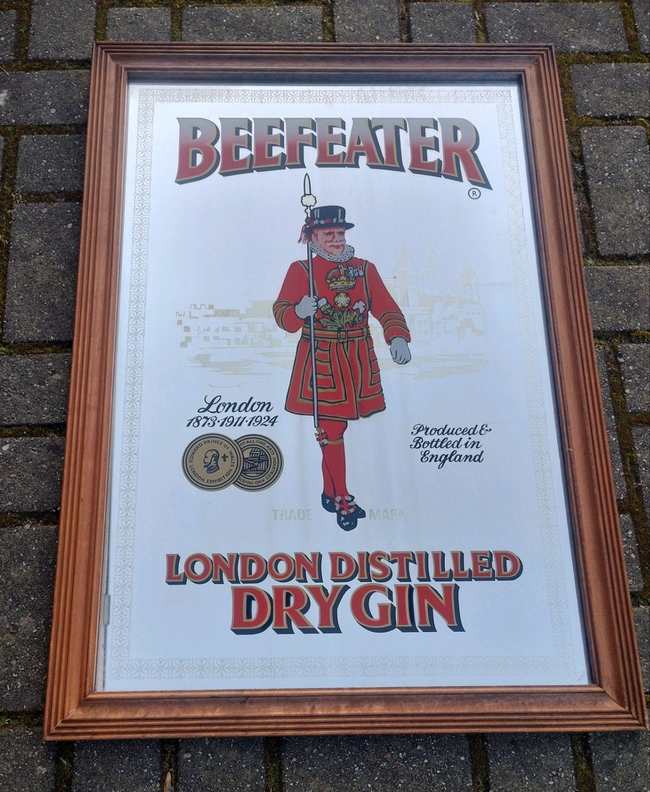 vintage Beefeater Gin reclame spiegel XXL, Verzamelen, Ophalen of Verzenden, Gebruikt, Reclamebord