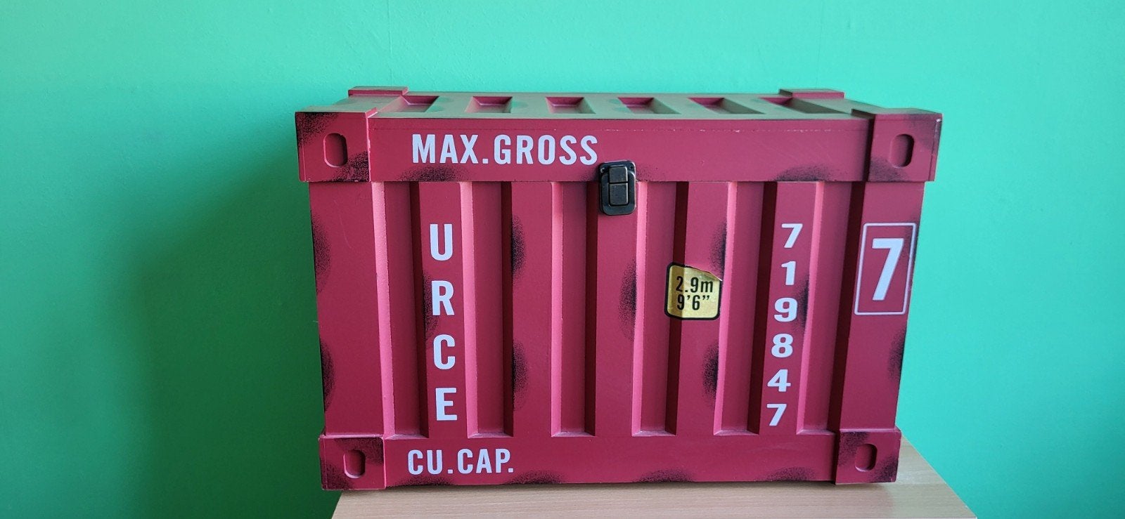 Unieke Rode Opbergkist in Container Stijl - 56x37x29 cm, Ophalen