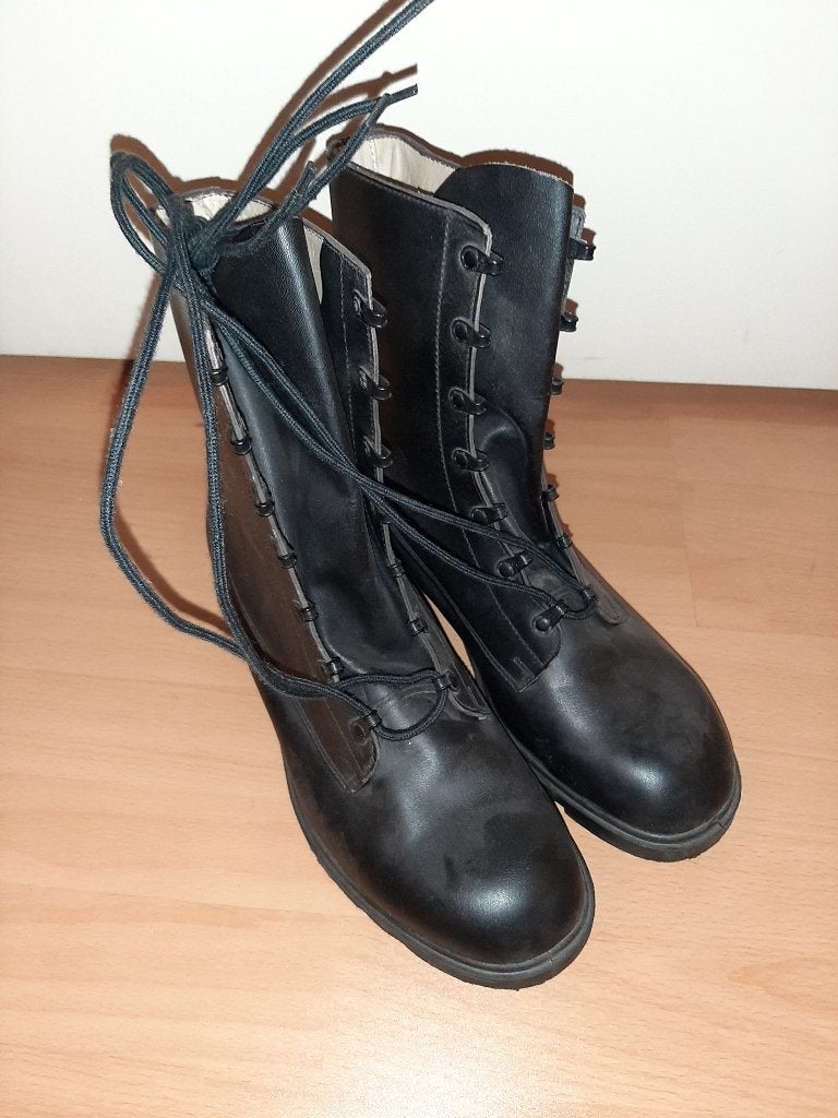 Zwart leren gevechtslaarzen maat 45M 287/100 nieuw, Ophalen, Luchtmacht, Nederland, Kleding of Schoenen