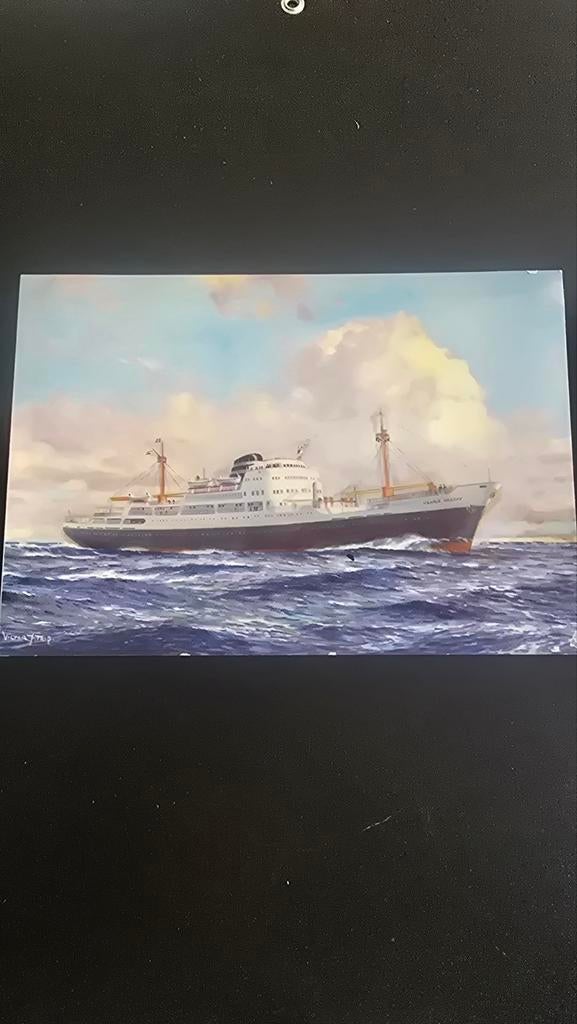 Ansichtkaart MS Oranje Nassau, Verzamelen, Scheepvaart, Ophalen of Verzenden