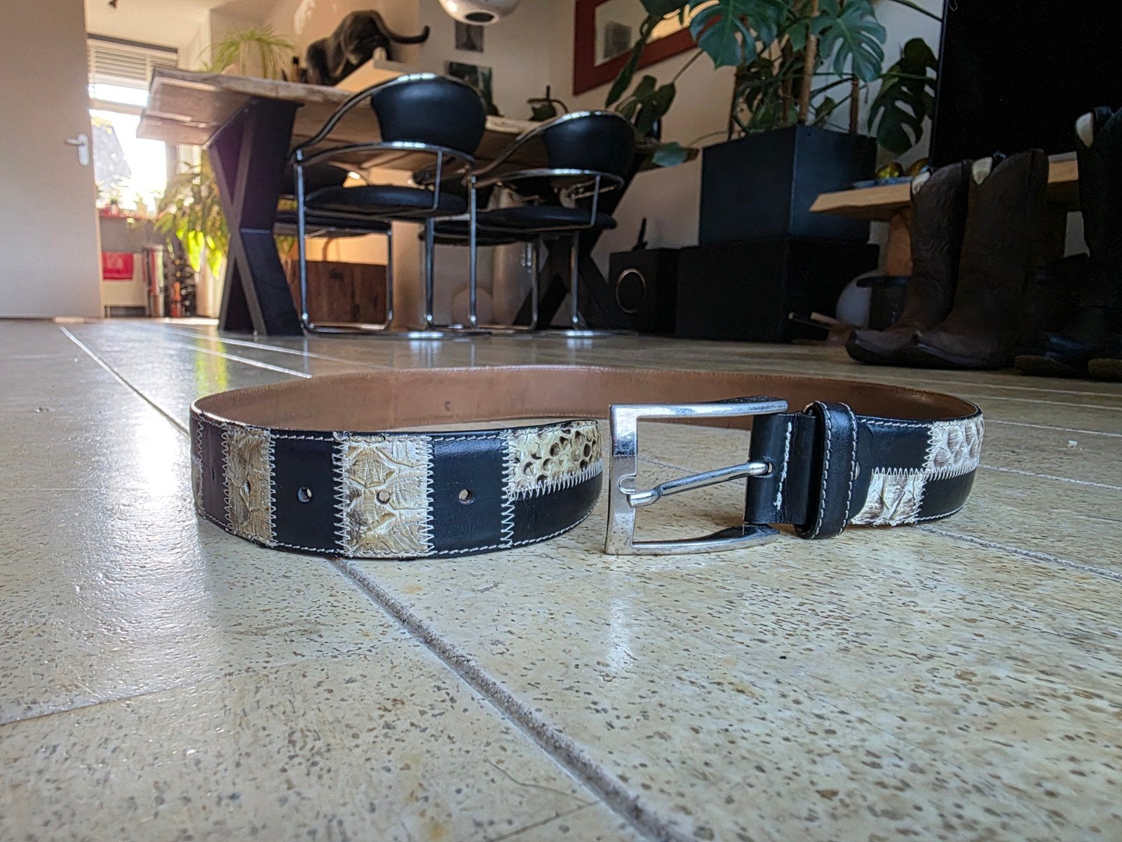 Python leren heren riem. 114 cm lengte, 4 cm breed, Ophalen of Verzenden, Bruin