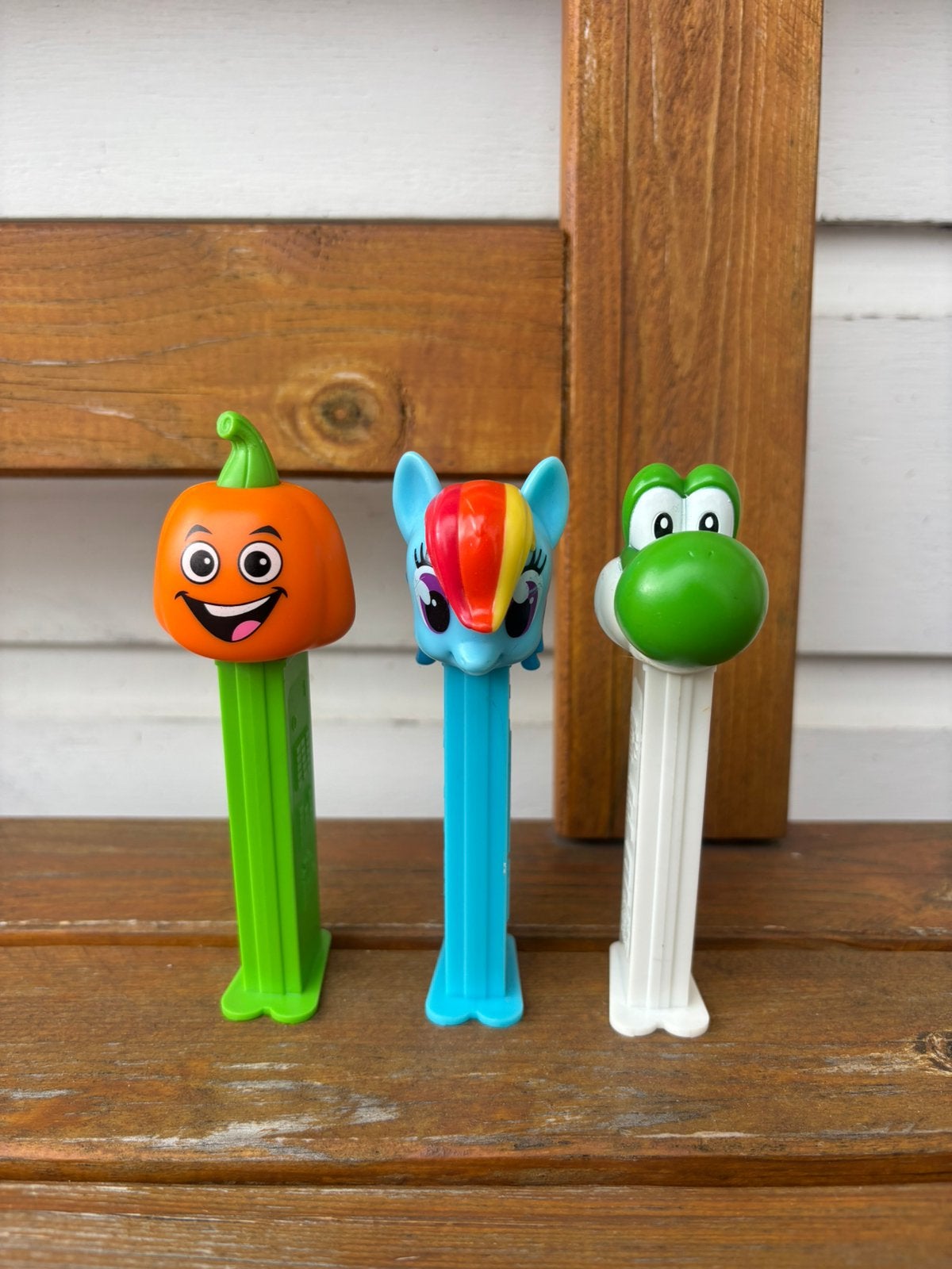 PEZ dispenser snoepdispenser rainbow dash yoshi pompoen, Verzamelen, Ophalen of Verzenden, Zo goed als nieuw