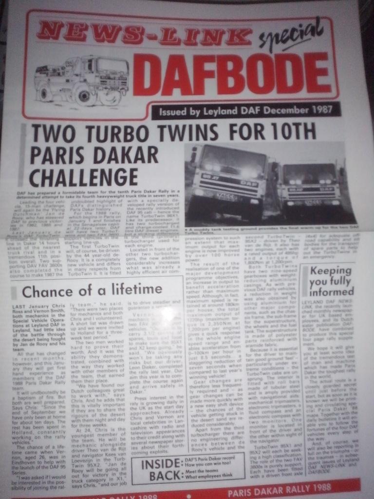 3x DAF De Rooy Dakar brochures folders 1987 + persmap 2004, Ophalen of Verzenden, Nieuw, Overige merken