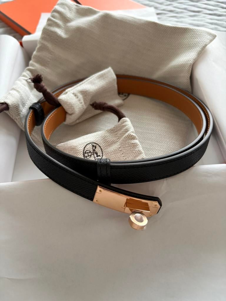 Origineel nieuw Hermes Kelly belt zwart rghw, 100 cm of meer, Zwart, Nieuw, Tailleriem
