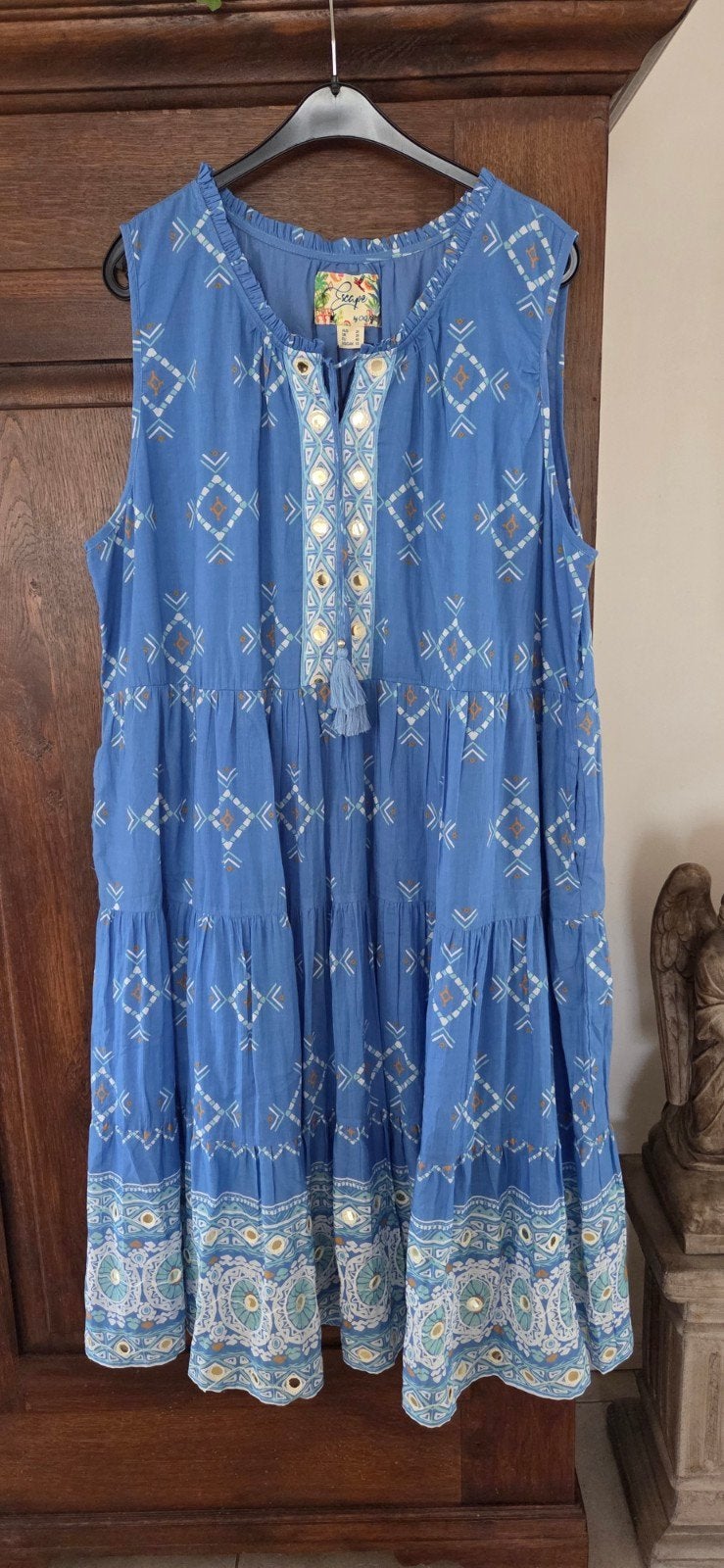 Orientique Escape Heidy Blue jurk maat 48, Maat 46/48 (XL) of groter, Nieuw, Orientique/Escape, Onder de knie
