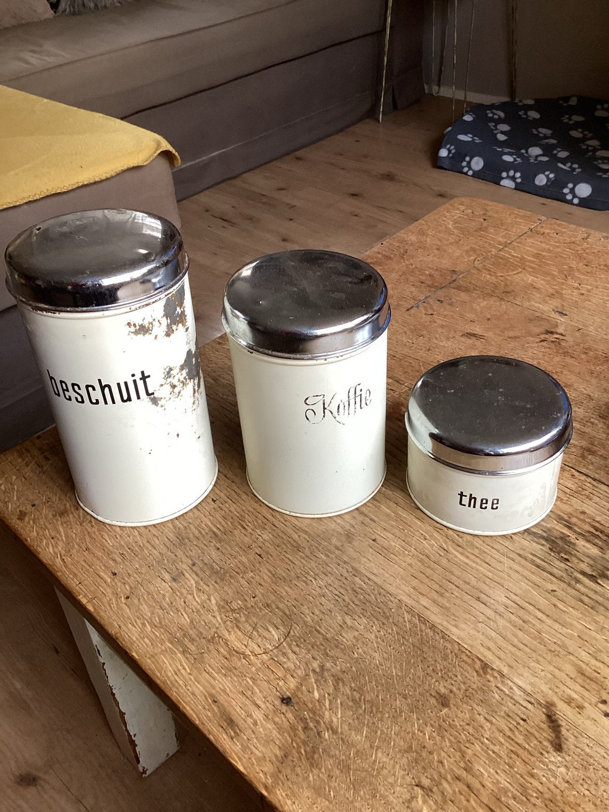 Vintage Brabantia voorraadblikken: Beschuit, Koffie, Thee, Ophalen of Verzenden