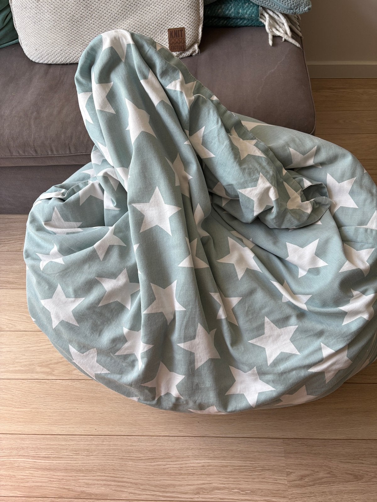 Grote blauwe zitzak met witte sterren, Ophalen, Gebruikt, Blauw, Zitzak