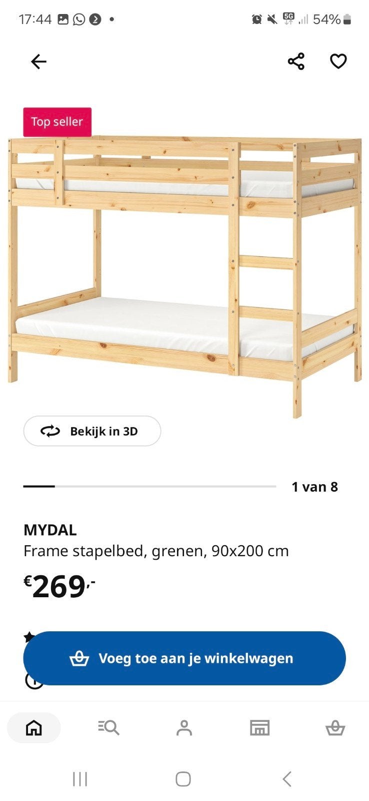 mydal stapelbed ikea, Ophalen of Verzenden