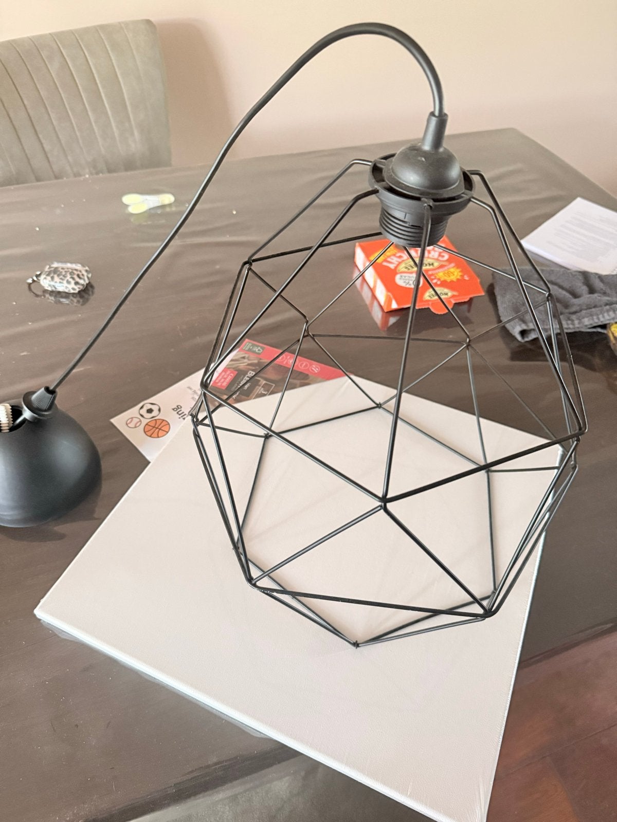 Moderne Zwarte Draadlamp - ikea, Ophalen of Verzenden, Zo goed als nieuw, Metaal, 50 tot 75 cm