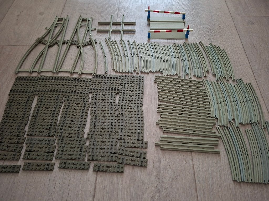 Vintage oude Lego treinrails rails wissels spoorwegovergang, Ophalen, Gebruikt