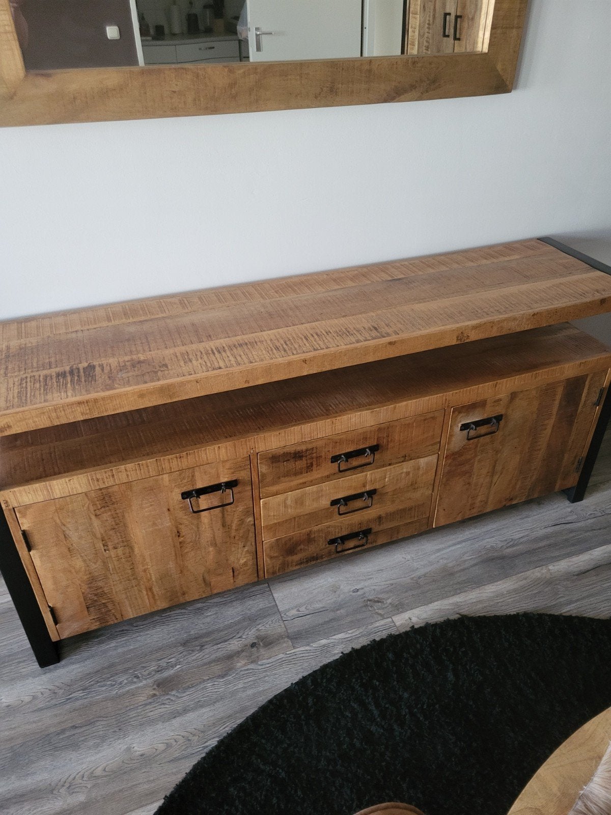 dressoir mangohout, Ophalen, 150 tot 200 cm, Zo goed als nieuw, 25 tot 50 cm