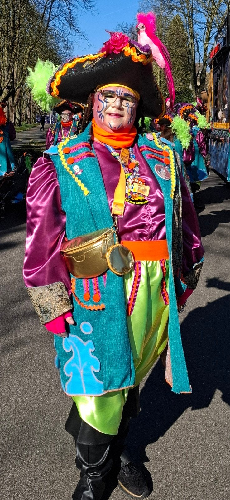 Unieke handgemaakte piratenpak en hoed maat 52/54 carnaval, Ophalen, Carnaval, Maat 46/48 (XL) of groter, Zo goed als nieuw