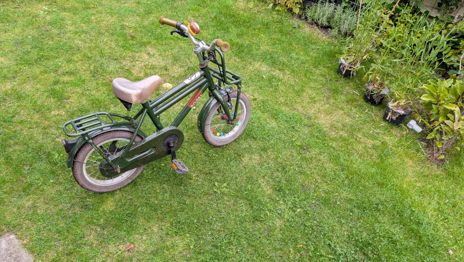 Popal kinderfiets - Groen - 14 inch, Ophalen, Terugtraprem, Gebruikt, Minder dan 16 inch