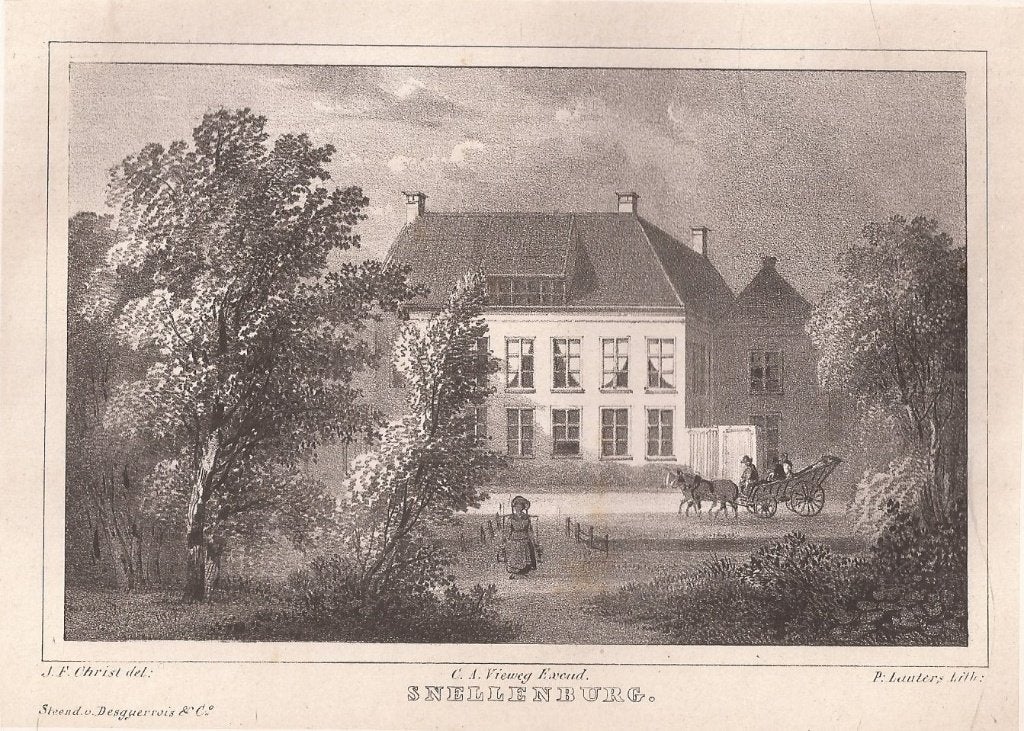 Het Huis Snellenburg bij Benschop Utrecht Litho 1846, Antiek en Kunst, Kunst | Etsen en Gravures, Origineel, 1800 - 1899, 12 cm