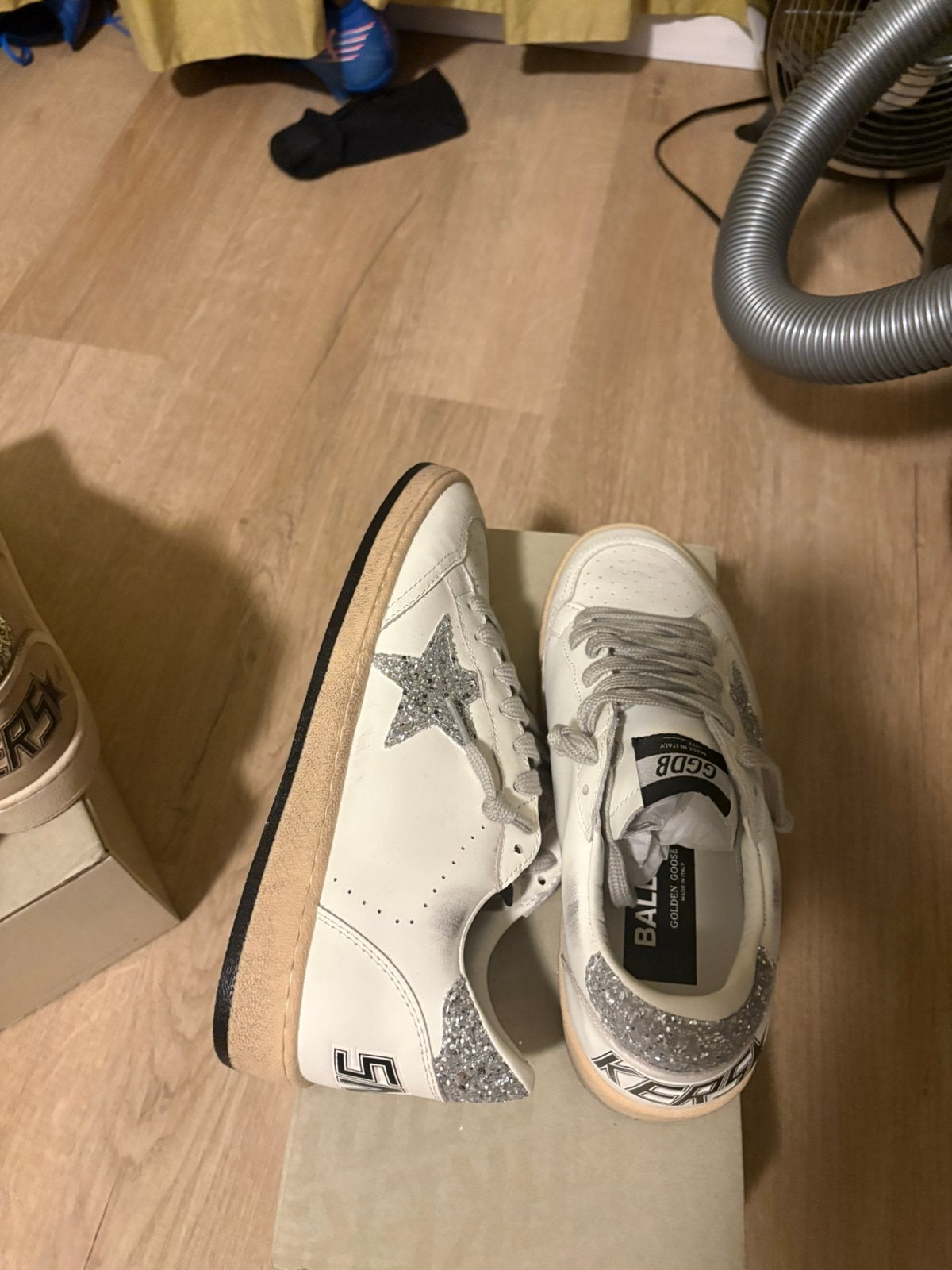 Golden Goose Super-Star Wit/Zilver Glitter – Maat 39 –, Zwart, Nieuw, Ophalen of Verzenden, Sneakers of Gympen