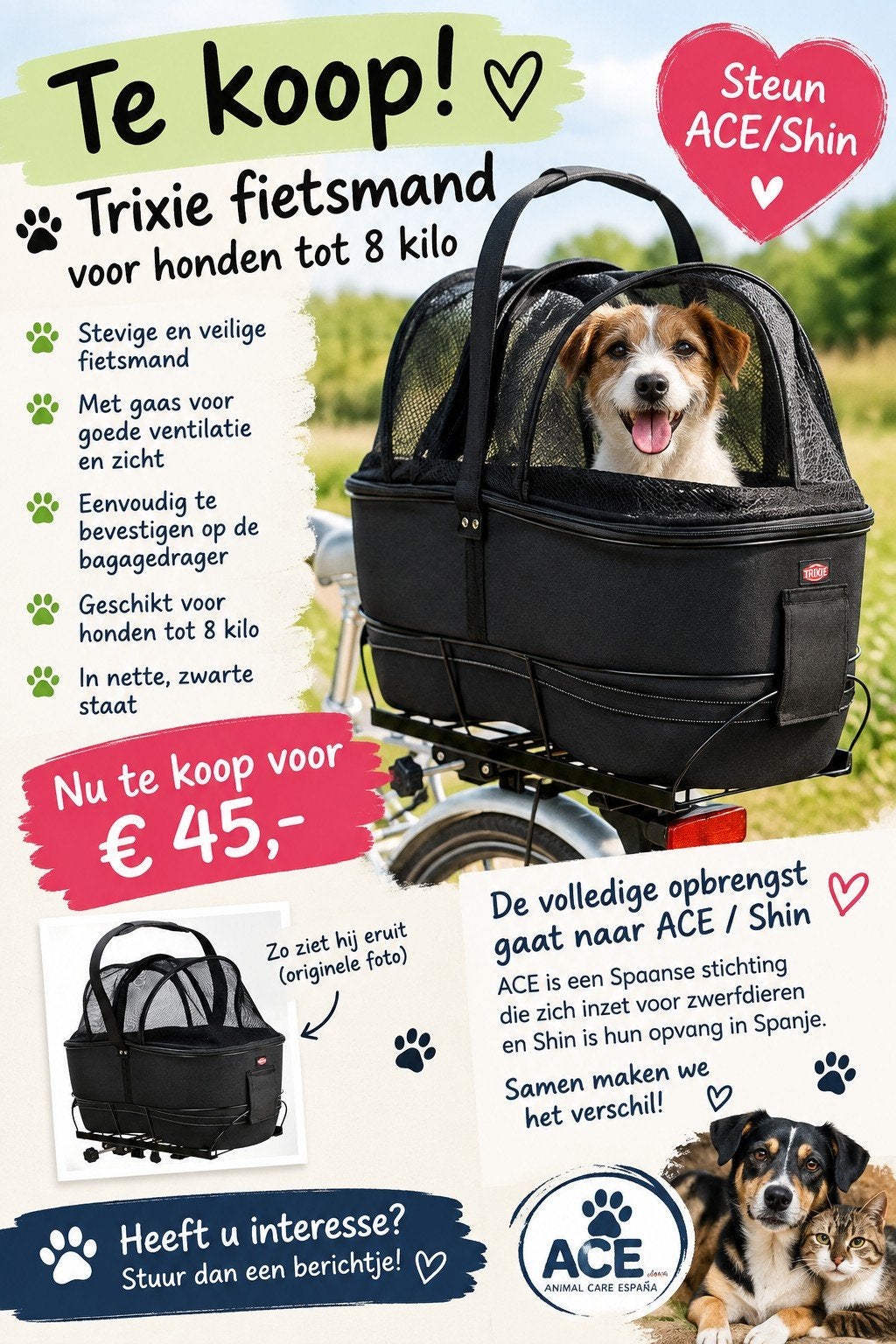 Nieuwe fietsmand ( in de verpakking), Dieren en Toebehoren, Ophalen of Verzenden, Nieuw
