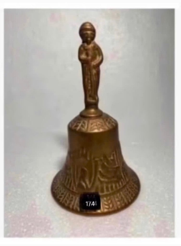 Oosterse Brocante tafel bel bewerkt figuur, 15 cm, Ophalen of Verzenden