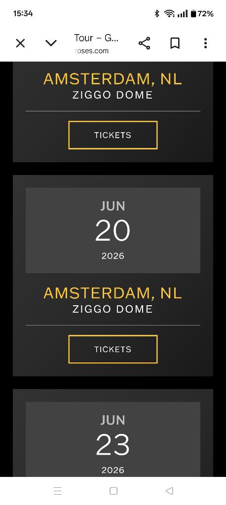 twee tickets Guns 'n Roses op zaterdag 20 juni, Tickets en Kaartjes, Concerten | Rock en Metal, Twee personen, Juni, Hard Rock of Metal