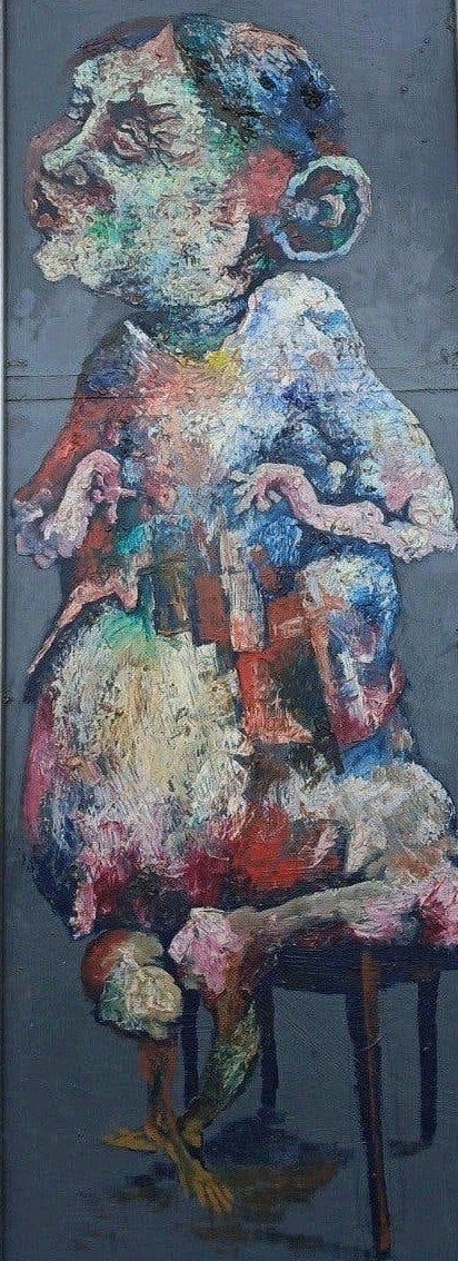 M. Cacara - Het zingende jongetje, Antiek en Kunst, Kunst | Schilderijen | Modern, Figuren, Hout, Handgeschilderd, Ophalen of Verzenden