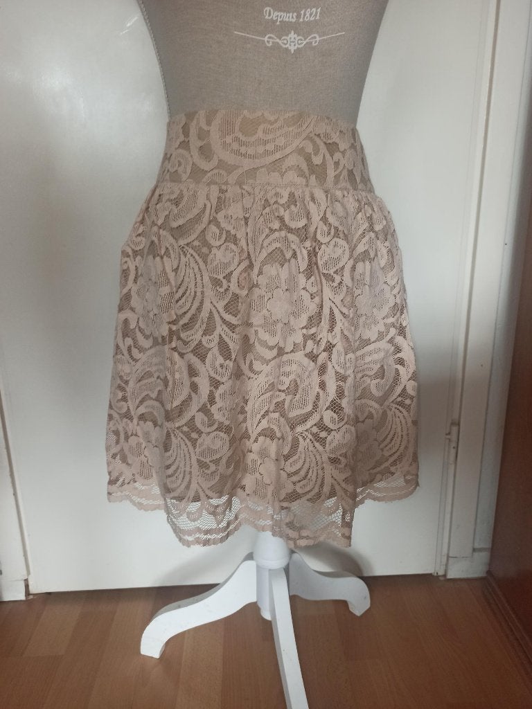 ZOMER! Beige ibiza boho rok van kant van Superstar maat L, Kleding | Dames, Rokken, Verzenden, Beige, Maat 42/44 (L), Zo goed als nieuw