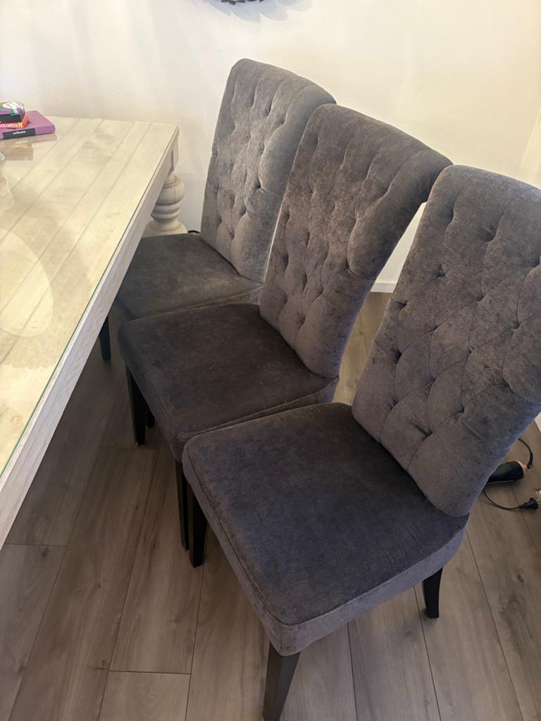 Set van 6 Merkstoelen Nano interieur - Grijs/Antraciet, Ophalen of Verzenden, Gebruikt, Vierpersoons of meer, Stof
