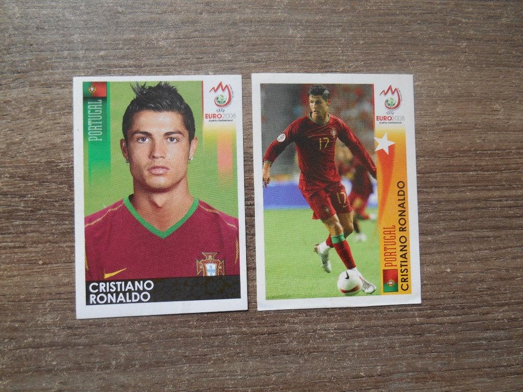 2x Panini Cristiano Ronaldo Euro 2008 Austria/Switzerland, Ophalen of Verzenden, Nieuw, Buitenlandse clubs, Poster, Plaatje of Sticker