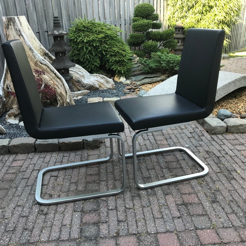 2 ZGAN Rolf Benz 620 stoelen stoel modern leer zwart, Ophalen, Zwart, Leer, Zo goed als nieuw