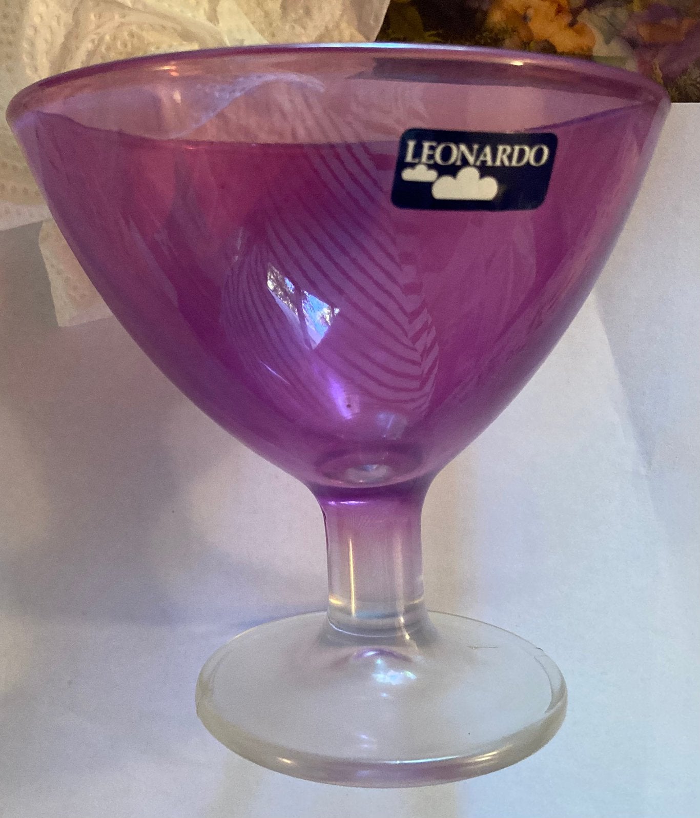 Leonardo ijscoupe paars, Glas of Glazen, Overige merken, Vintage, Ophalen of Verzenden