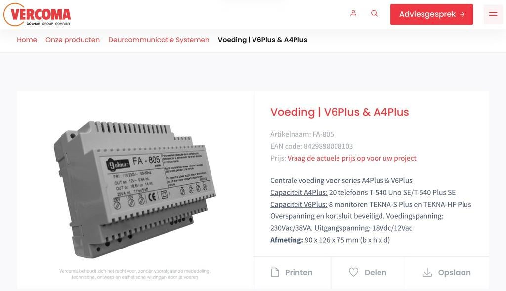 Golmar 11704805 FA-805 Voeding, Ophalen, Nieuw
