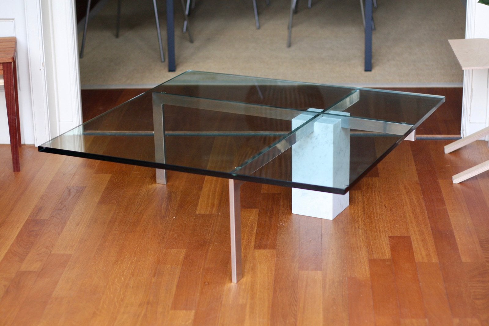 Metaform KW1 salomtafel - design van Hank Kwint, Ophalen, 100 tot 150 cm, 50 tot 100 cm, Glas