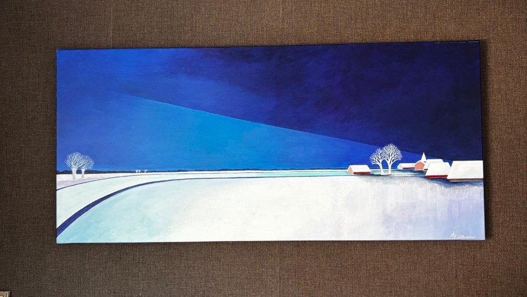M. Holtkamp–Groot modern winterlandschap 120x60cm, Antiek en Kunst, Ophalen of Verzenden