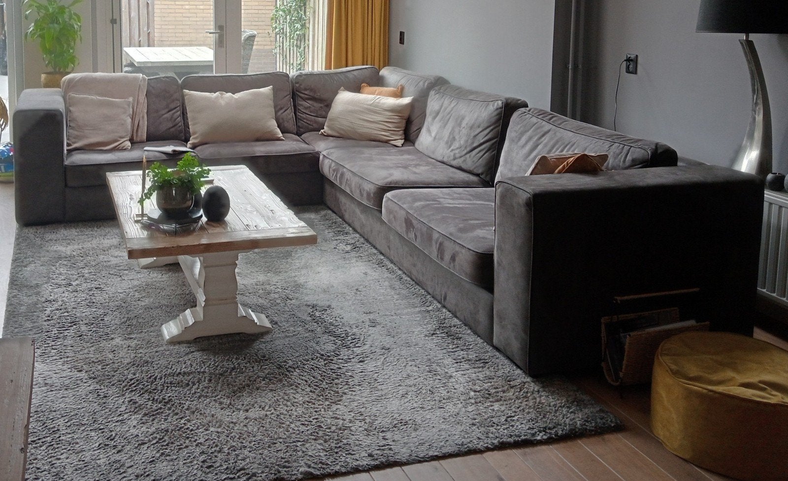 Hoekbank, salontafel, eethoek met 6 stoelen, tv meubel., Ophalen, Gebruikt, Vierpersoons of meer