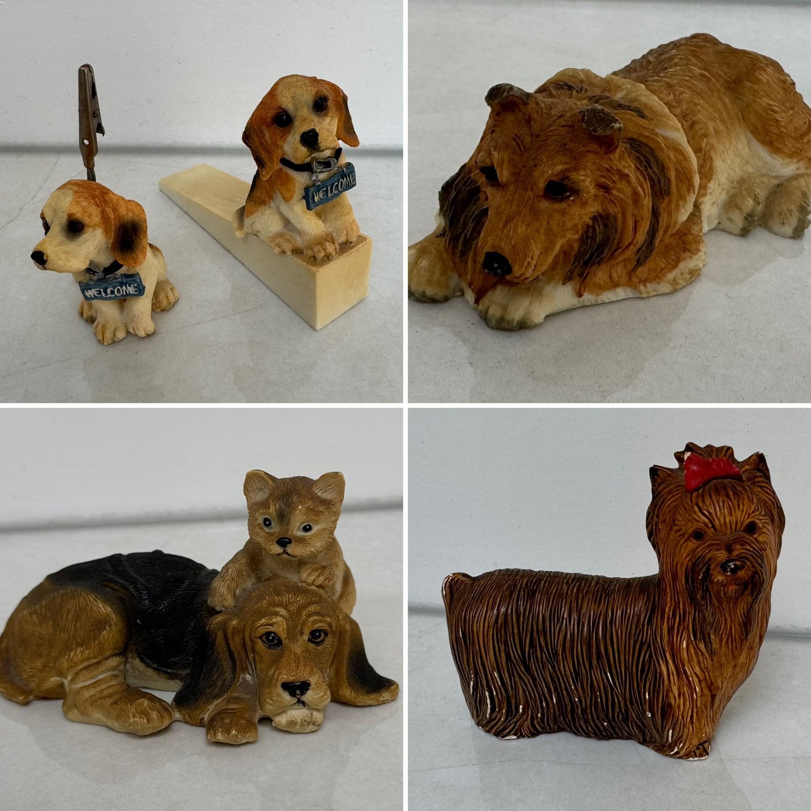 Hondenbeeldjes yorkshire terrier beagle basset bordercollie, Ophalen of Verzenden, Gebruikt, Dier