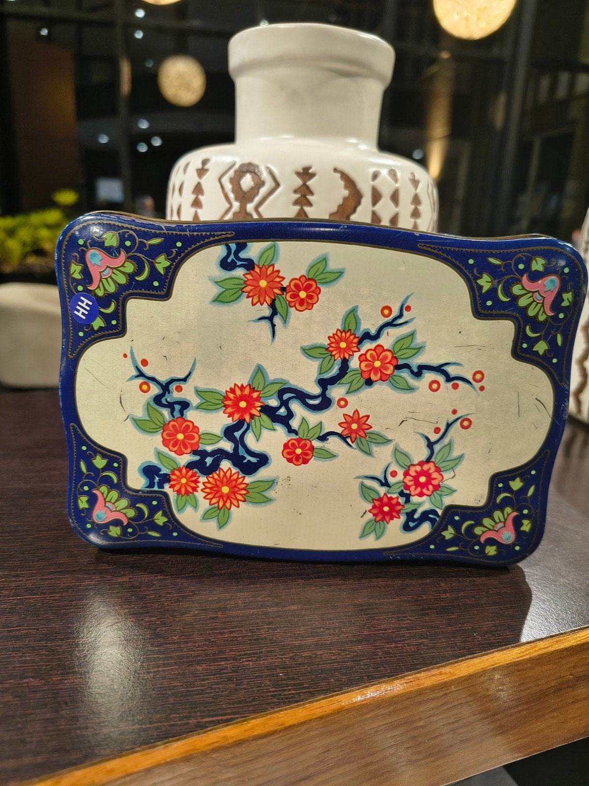 vintage bloemen blik, Verzamelen, Ophalen of Verzenden, Gebruikt, Overige