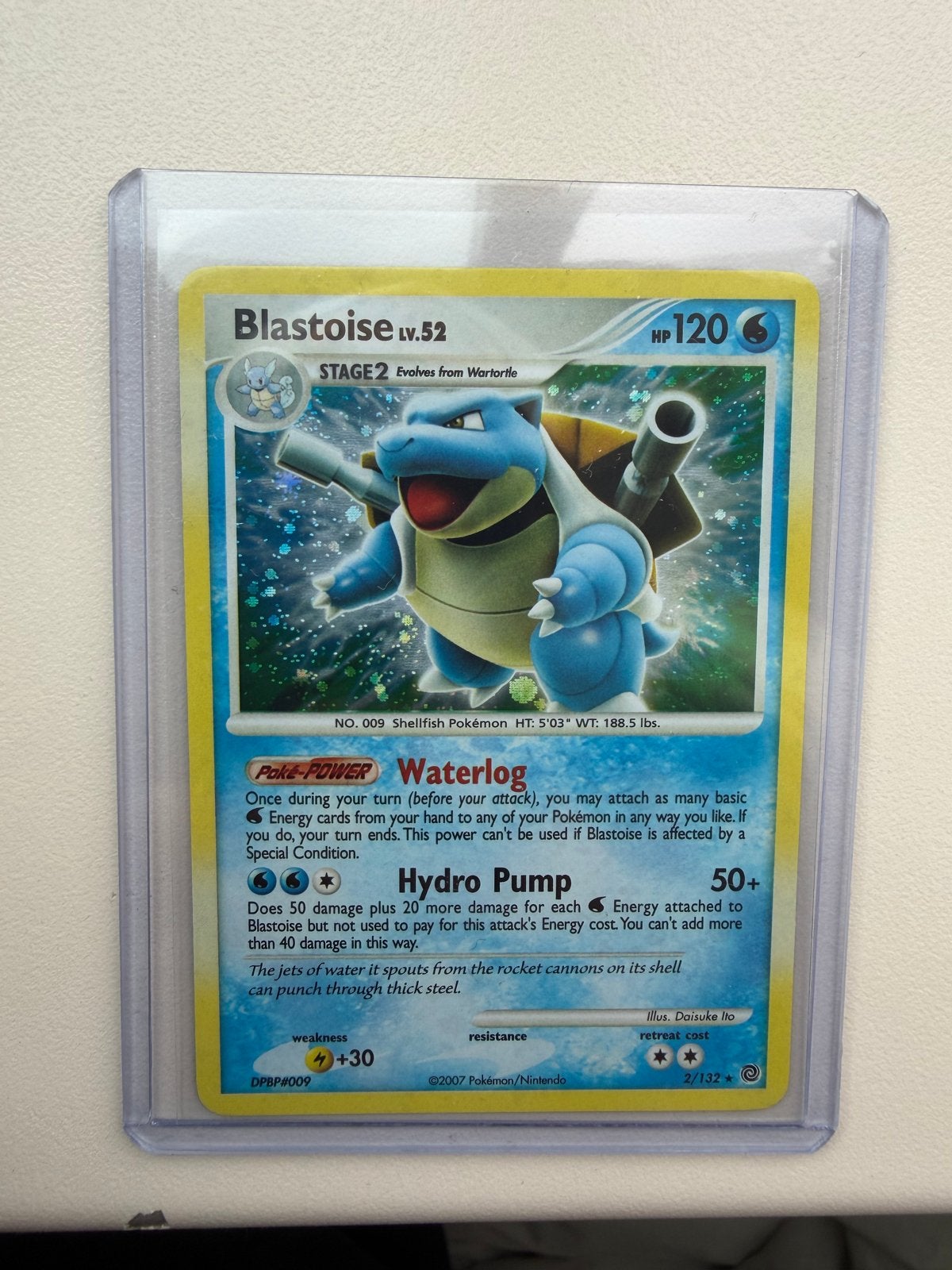 Blastoise Lv.52 Pokémon Kaart - DPBP#009, Ophalen of Verzenden, Zo goed als nieuw, Losse kaart, Foil