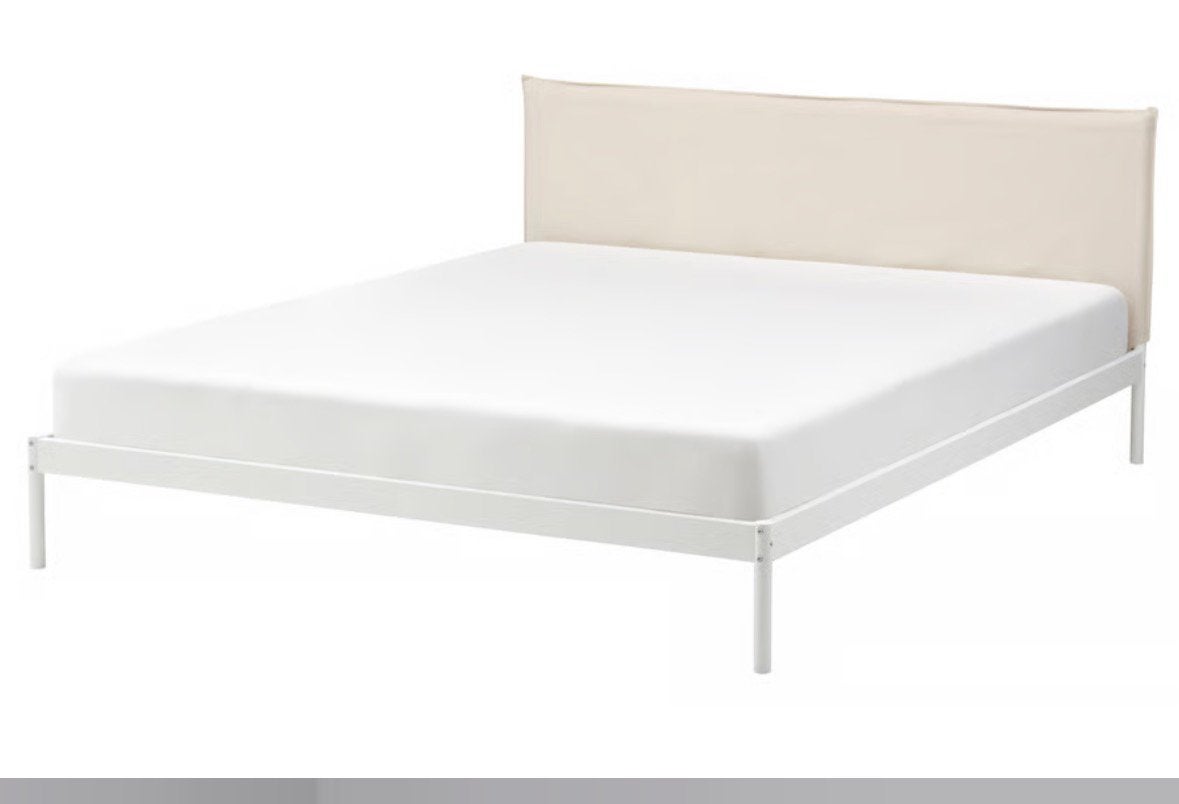 IKEA KLEPPSTAD bedframe wit/beige incl matras - 160x200 cm, Ophalen, Wit, Tweepersoons, Zo goed als nieuw