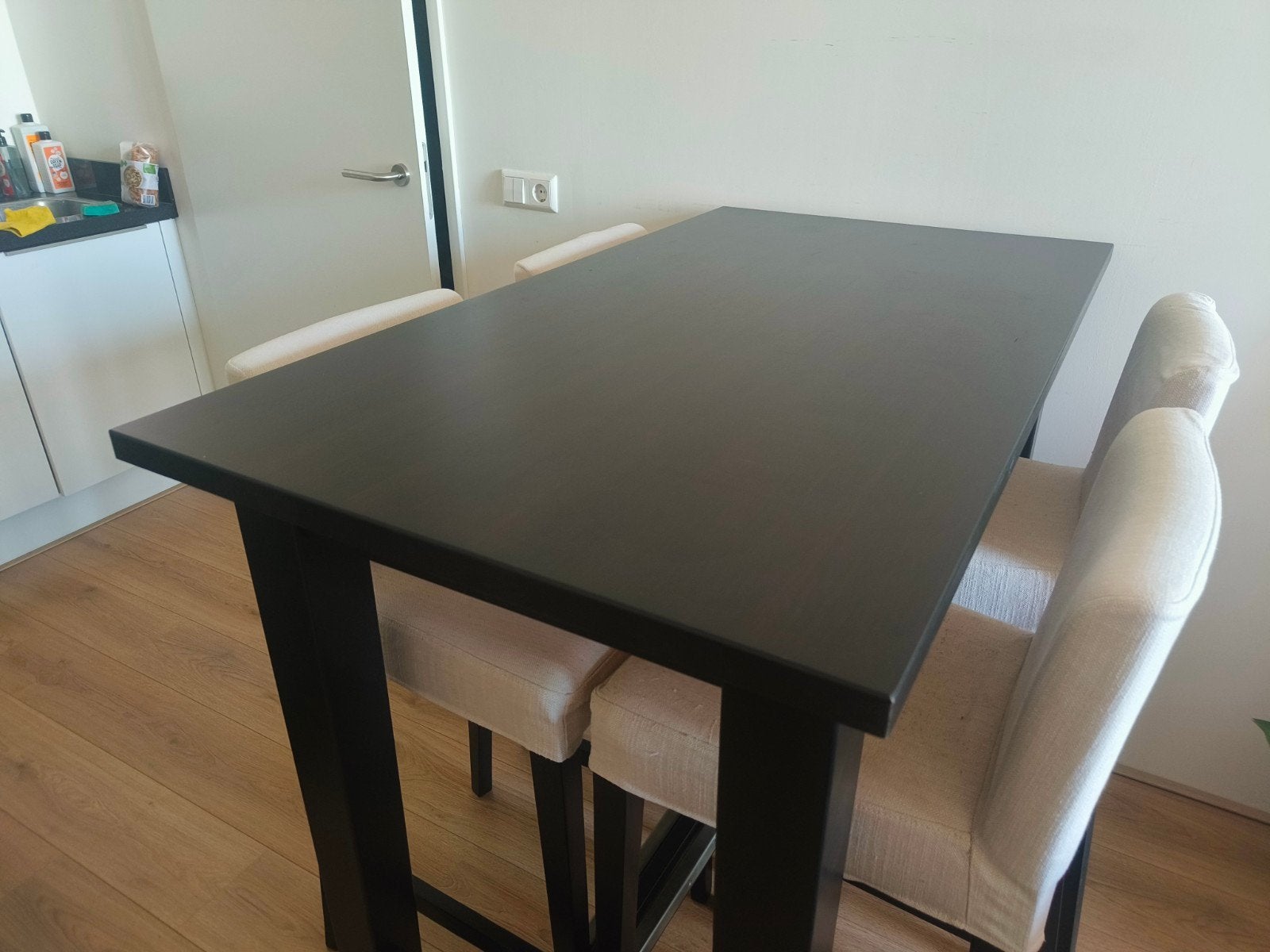IKEA Stornäs bartafel + 4 Henriksdal stoelen, Ophalen, Gebruikt, Zwart, hout, 4 tot 6 stoelen