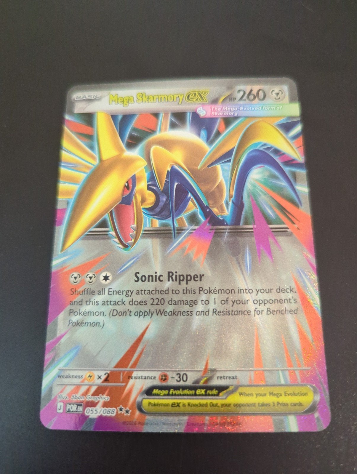 Mega Skarmory EX Pokémon perfect order 055/088, Ophalen of Verzenden, Zo goed als nieuw, Losse kaart, Foil
