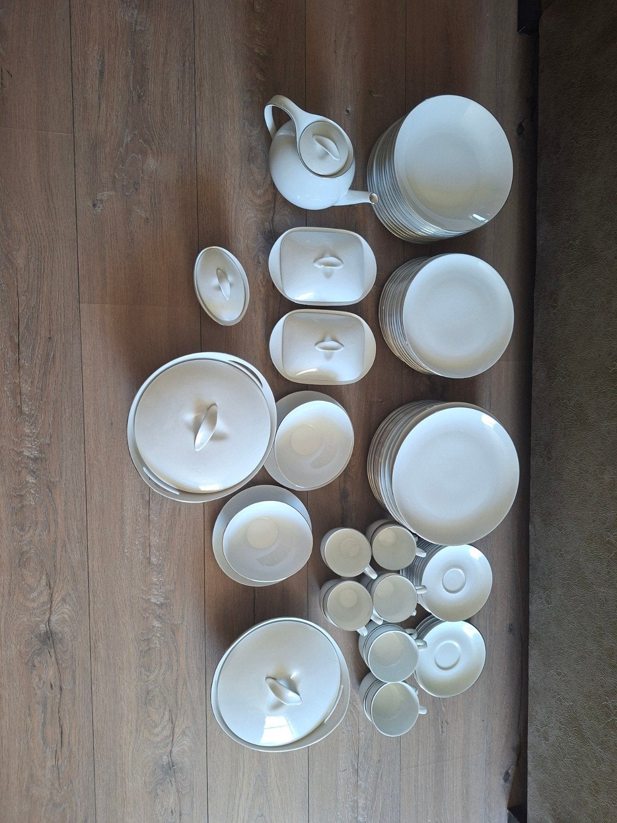 Compleet Servies Eschenbach - Wit met zilveren Rand, Ophalen, Overige merken, Klassiek, Zo goed als nieuw
