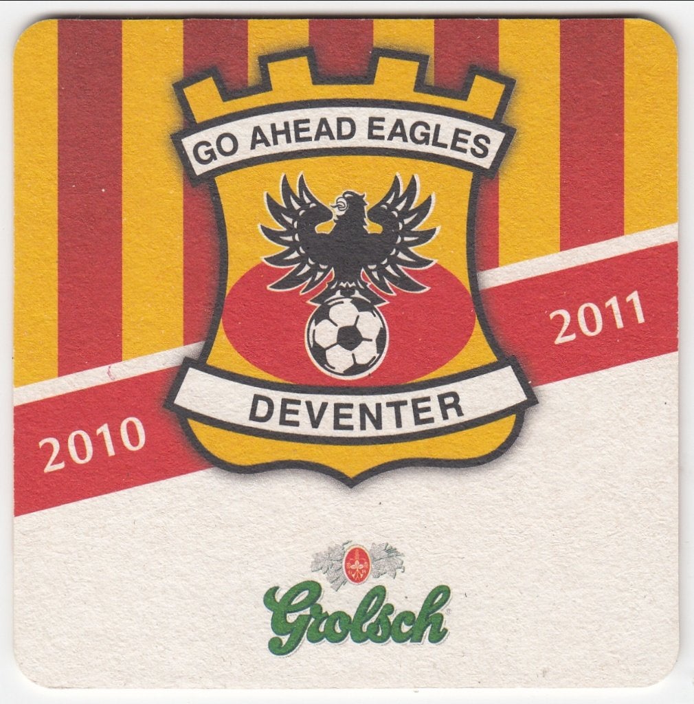 1 GROLSCH GO AHEAD EAGLES BIERVILTJE, Verzamelen, Verzenden, Gebruikt, Viltje(s), Grolsch