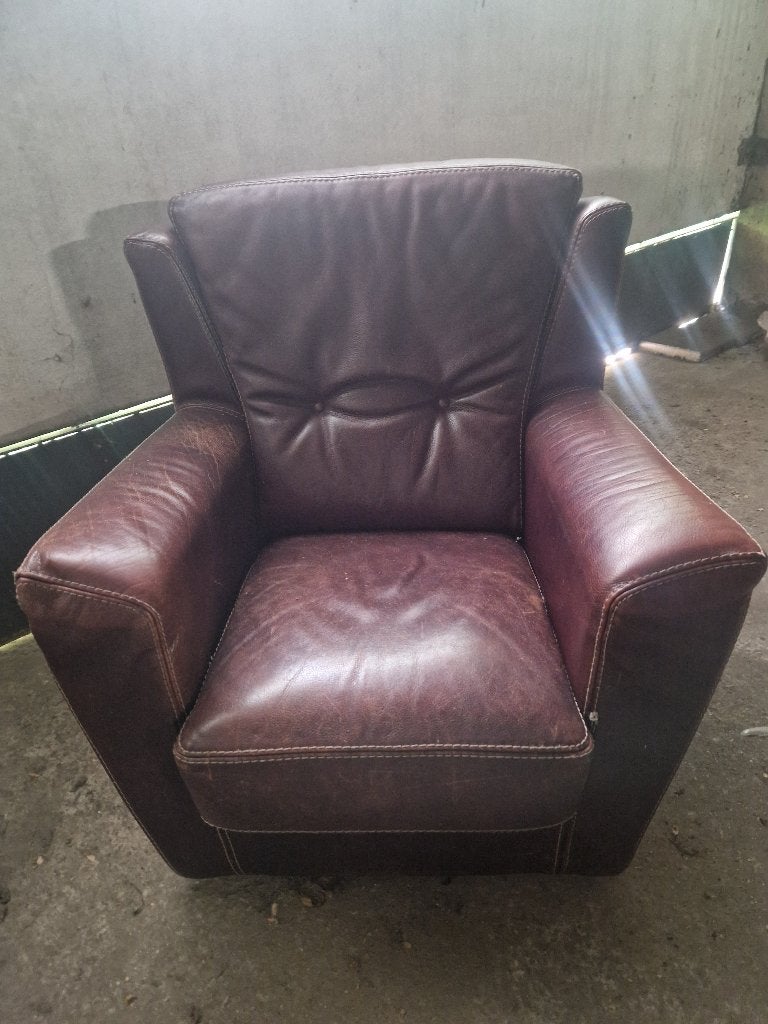 lederen fauteuil, Huis en Inrichting, Ophalen, Gebruikt, 50 tot 75 cm, Leer