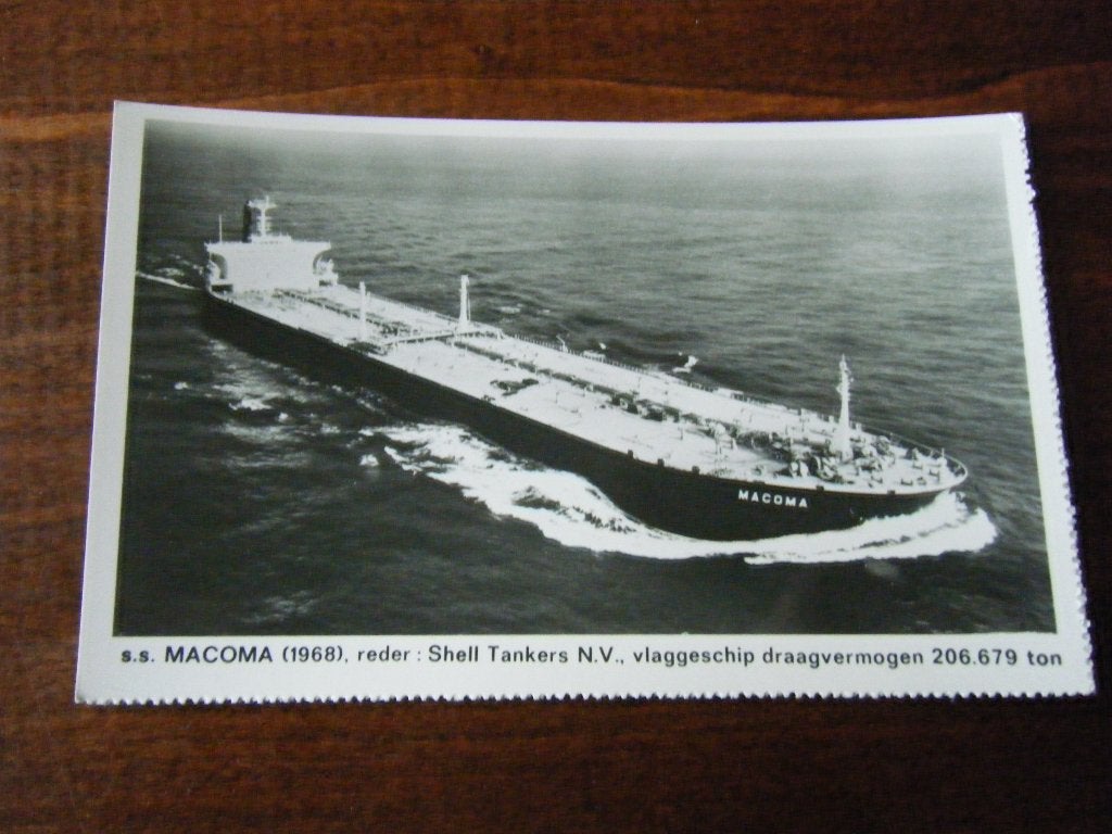 Z4 - Schip - m.s. Macoma - Shell - Mooi/Oud, Verzamelen, Ophalen of Verzenden, Gebruikt, Kaart, Foto of Prent